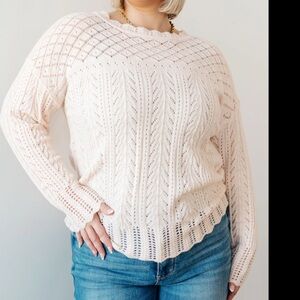 Unbranded boutique pink peach knit lightweight sweater Size L